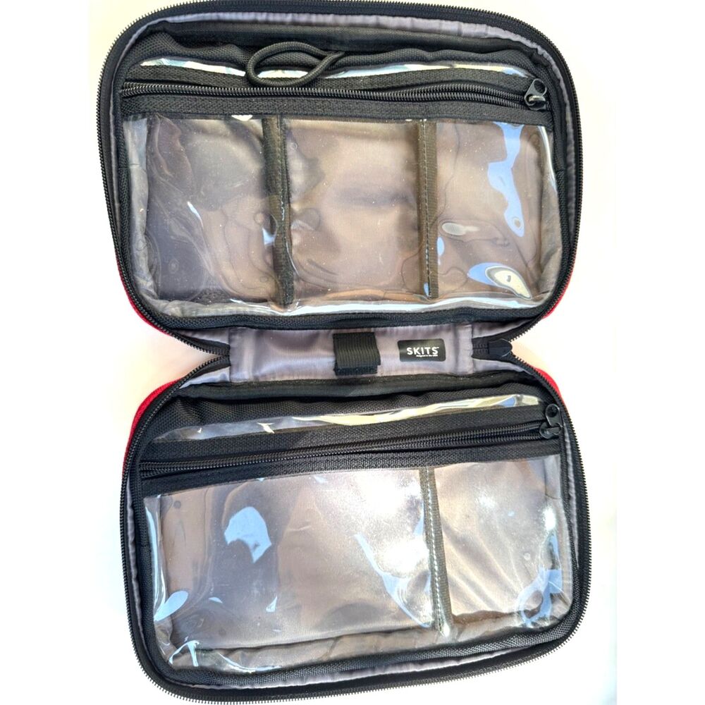 SKITS Electronics Travel Bag Canvas Kit Zippered 10" x 7" Clear Pockets
